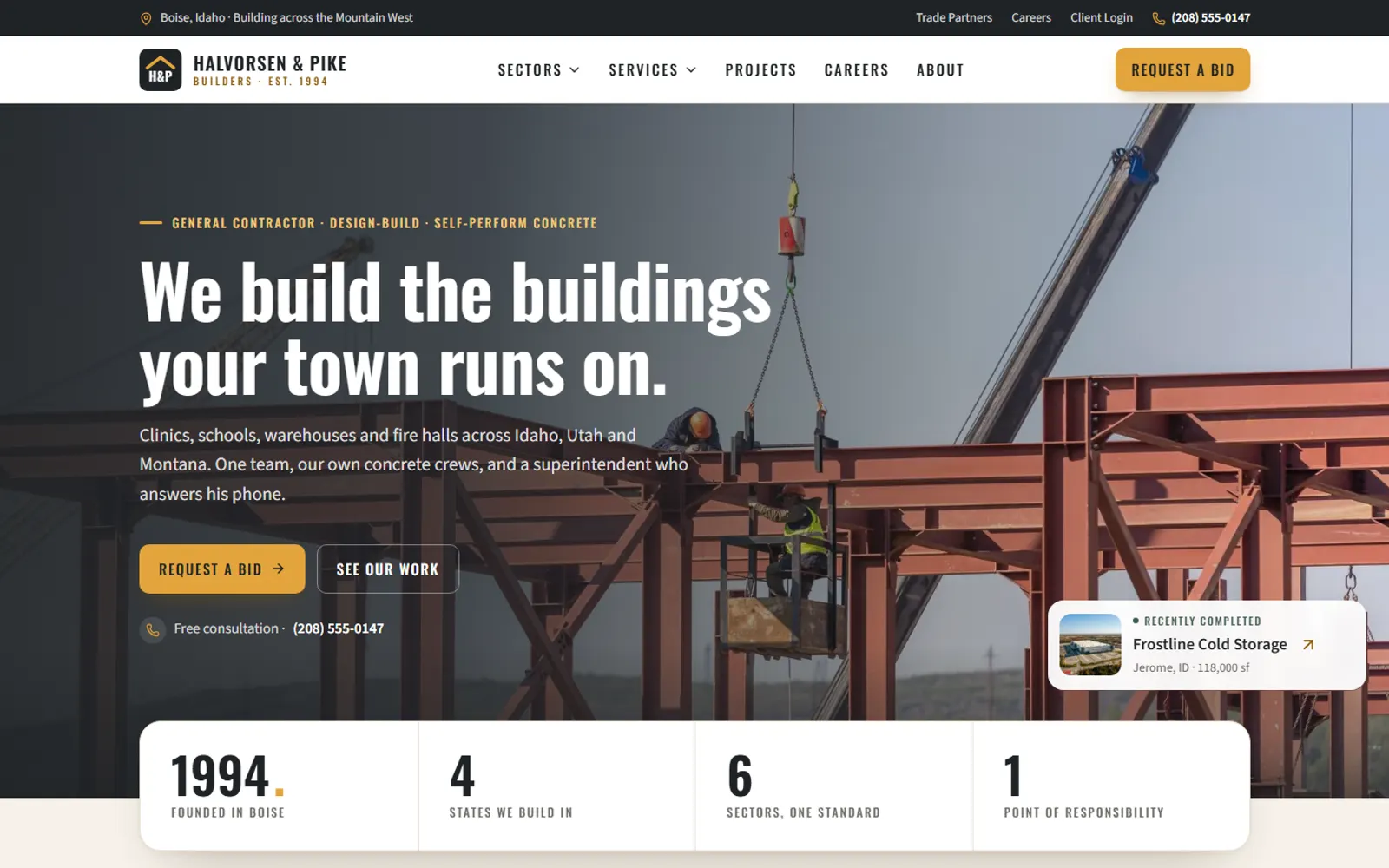 Halvorsen & Pike Builders website (sample demo)