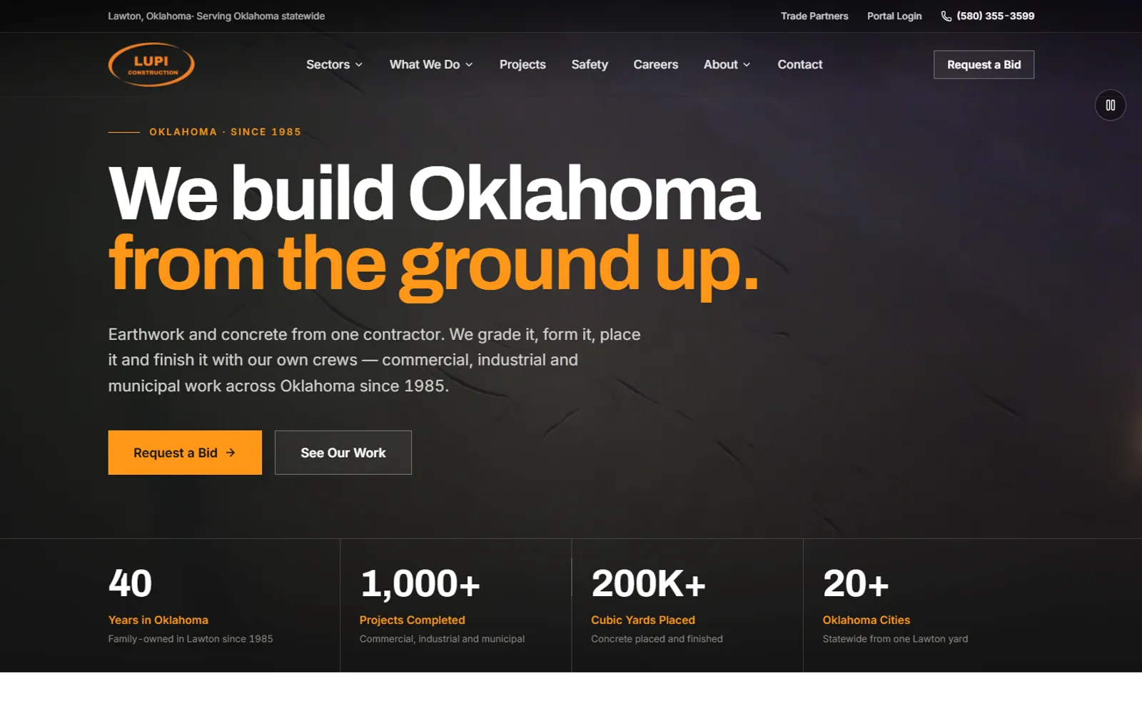 Lupi Construction website